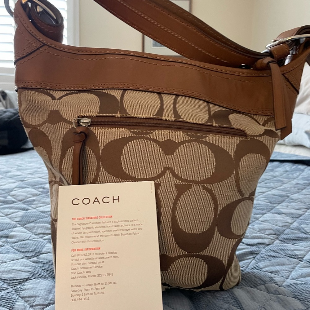 Coach Tan and Brown Shoulder Bag